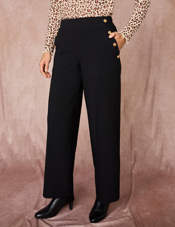 Pantalon fluide effet pont (noir) Pantalon fluide effet pont (noir)